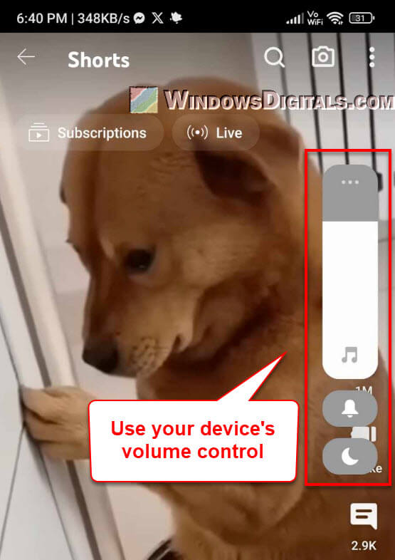 How to adjust volume in YouTube Shorts on Android