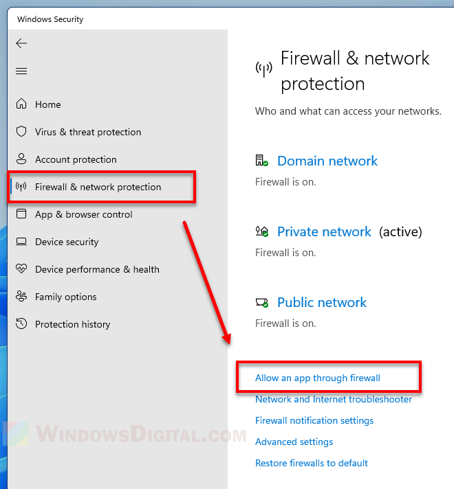 How to allow an app through firewall Windows 11