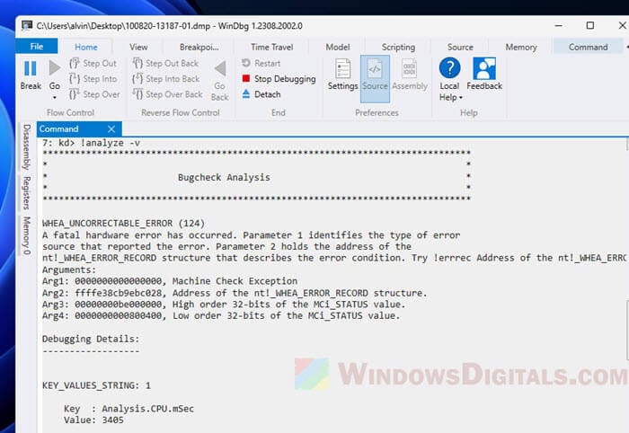 How to analyze a mini dump file in Windows 11