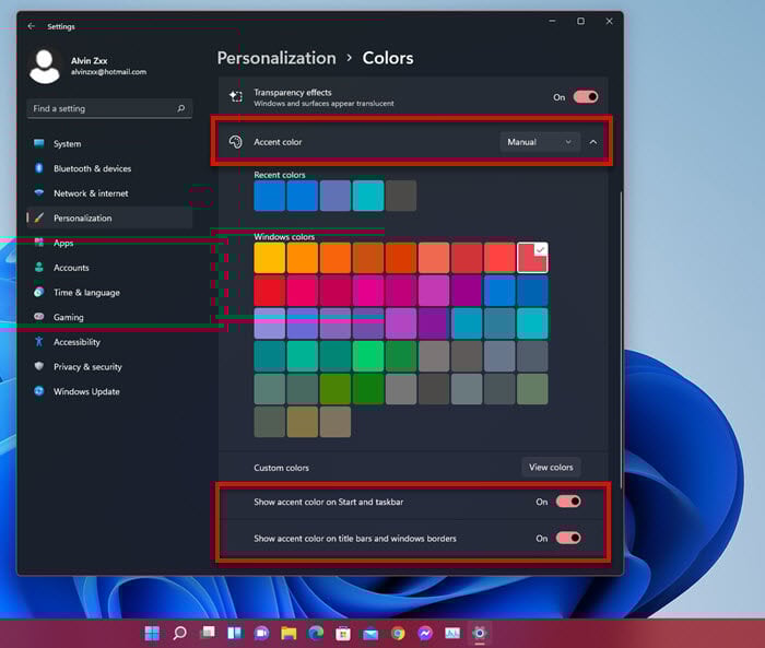 How to change Accent Color in Windows 11