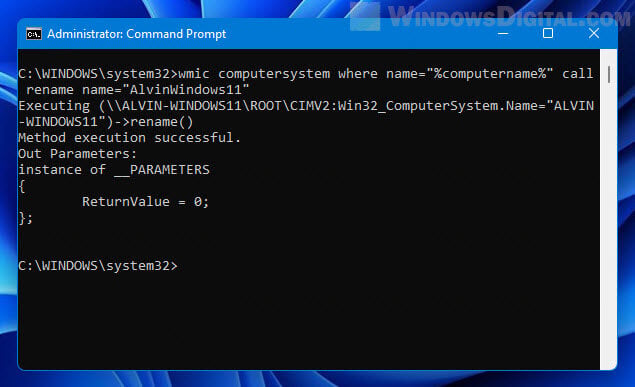 How to change Computer name via CMD