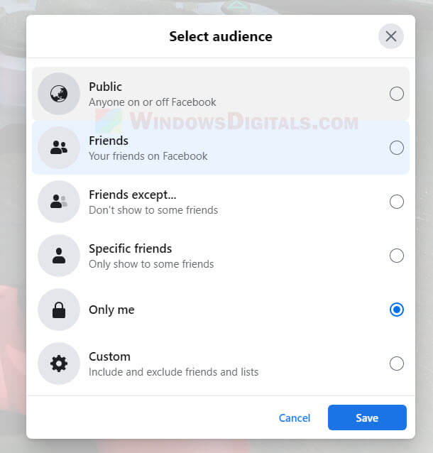 How to change Facebook cover photo to Friends only