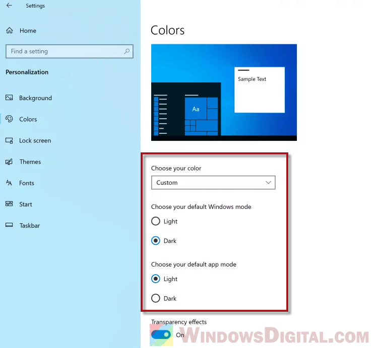 How to change back to Windows 10 Light Theme