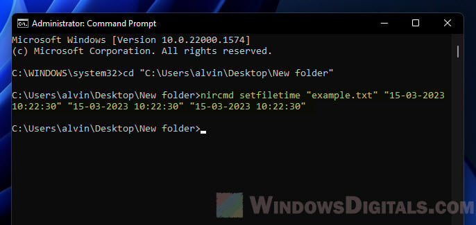 How to change file date and timestamp using CMD