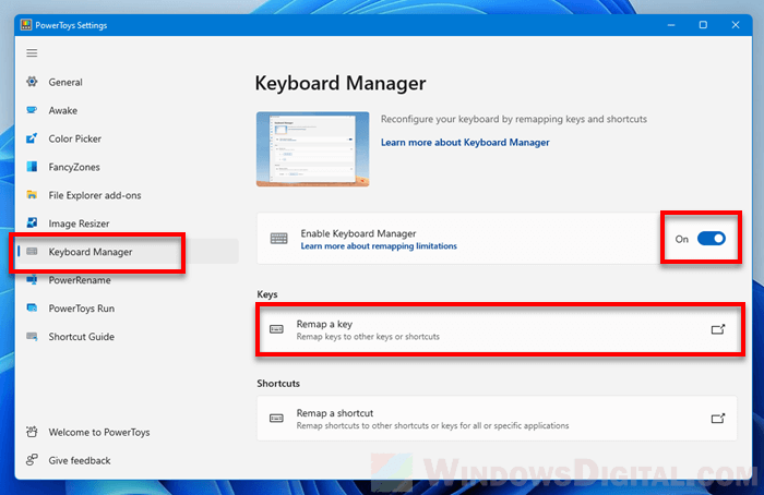 How to change keyboard keys in Windows 11