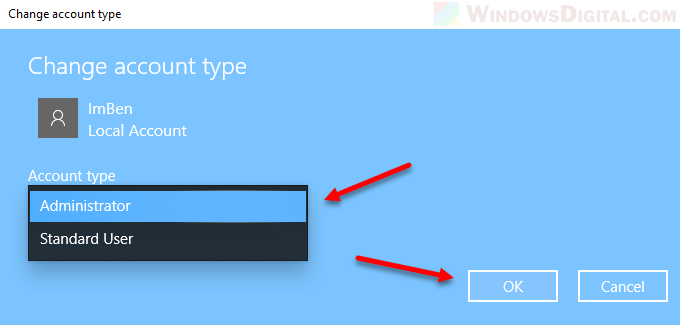 How to change local account to administrator Windows 11/10