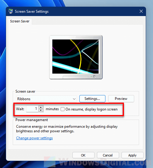 How to change screensaver time Windows 11