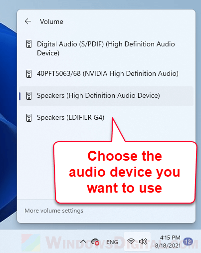 How to change sound output device on Windows 11