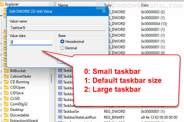 How to change taskbar size Windows 11