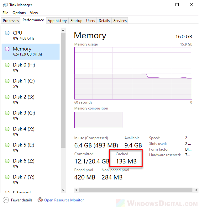 How to clear RAM cache on Windows 10