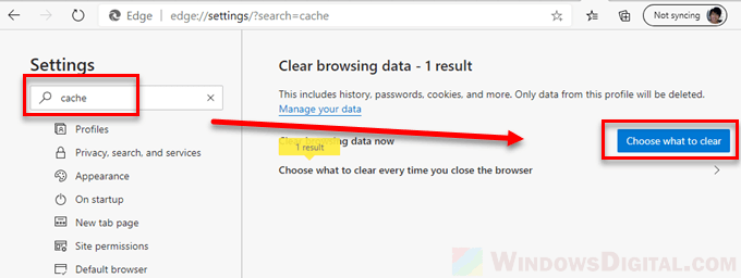Clearing Edge cache in Windows 10/11