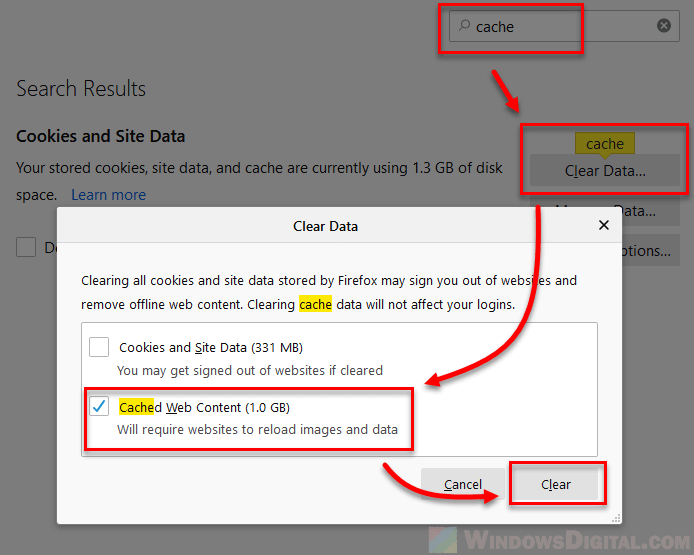 How to clear Firefox cache