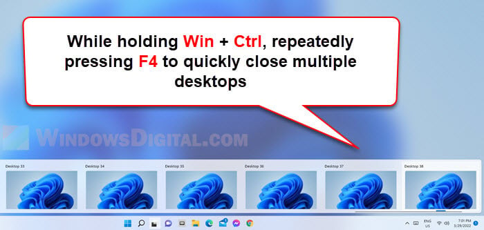 How to close multiple desktops at once in Windows 11