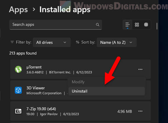 How to completely uninstall uTorrent in Windows 11