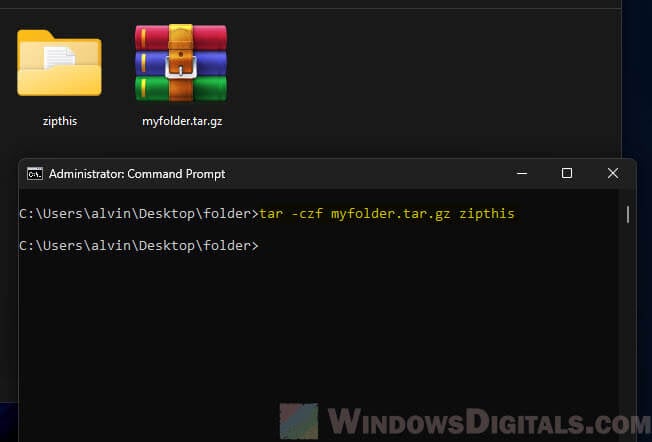 How to create tar.gz archive files in Windows 11 CMD