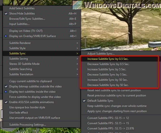 How to delay or speed up subtitle sync in PotPlayer