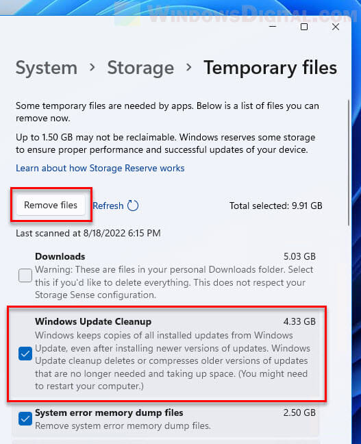 How to delete downloaded update files Windows 11