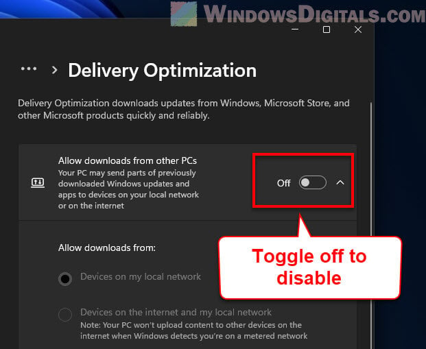 How to disable Delivery Optimization in Windows 11