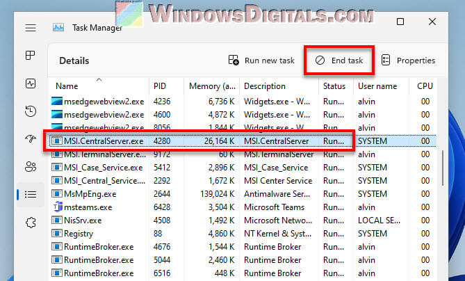 How to disable MSI CC_Engine_x64.exe service