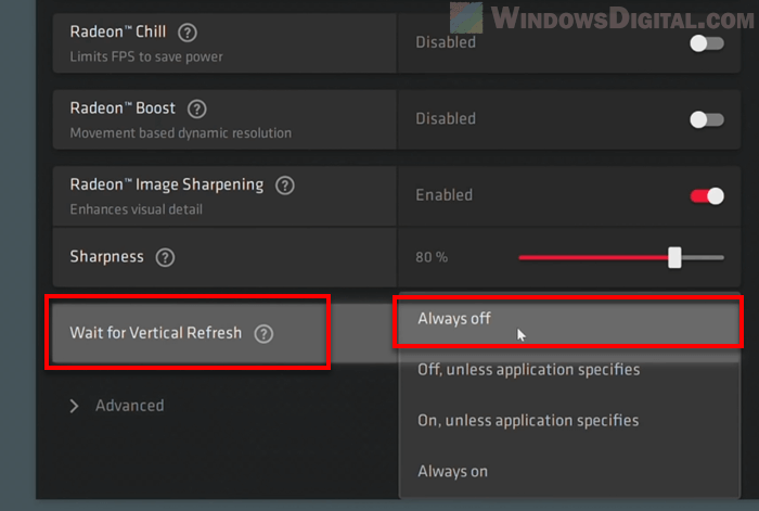 How to disable VSync in Windows 11