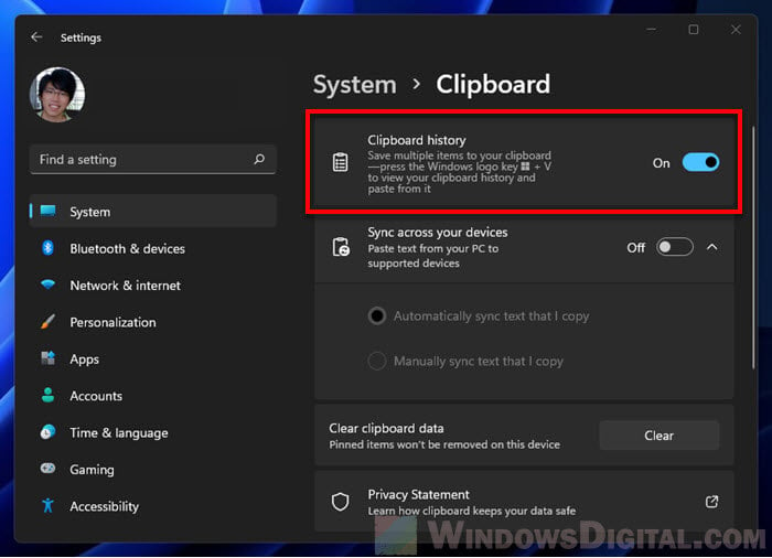 How to enable Clipboard History in Windows 11