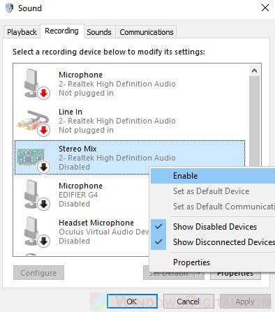 How to enable Stereo Mix in Windows 11/10