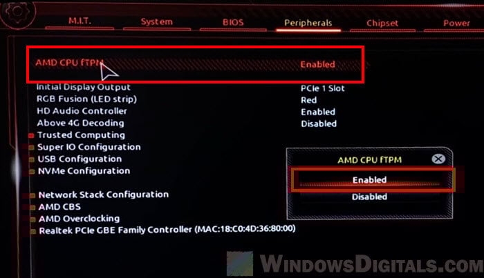 How to enable TPM 2.0 on a Gigabyte motherboard