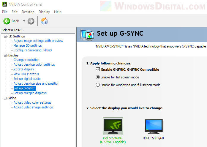 How to enable or disable G-Sync in Windows 11