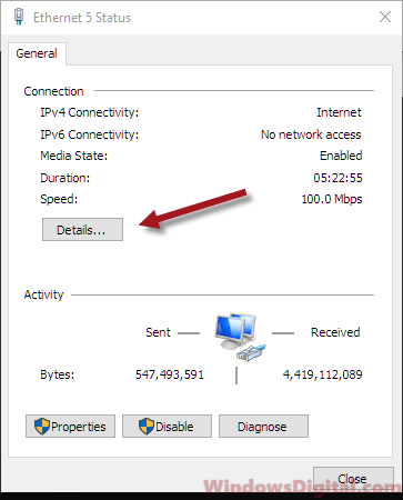 Ethernet Status Details