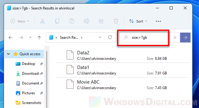 How to find huge files in Windows 11