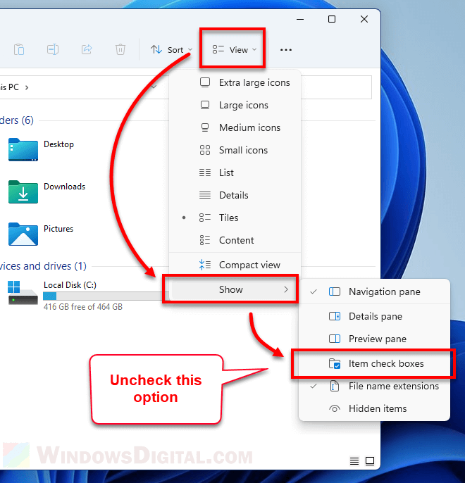 How to get rid of the checkbox in Windows 11