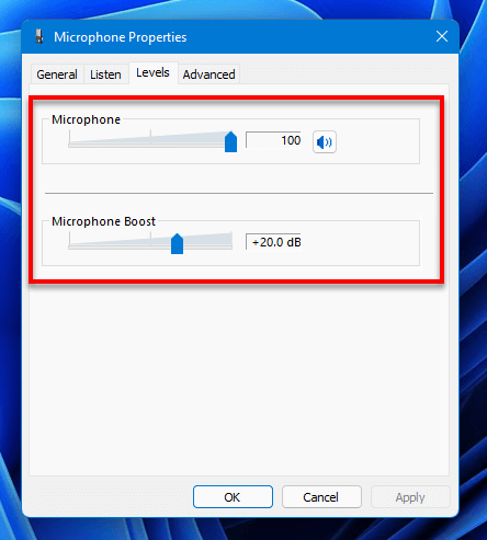 How to increase microphone volume in Windows 11