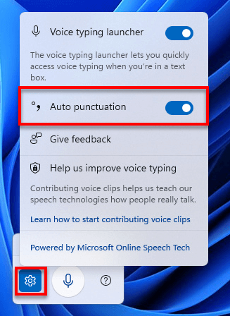 How to insert punctuation voice type Windows 11