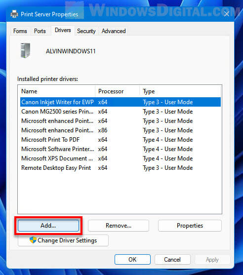 How to install printer driver Windows 11