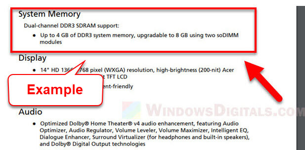 How to know how much RAM I can install on my laptop