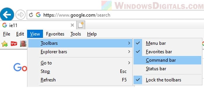 How to lock the toolbars in Internet Explorer