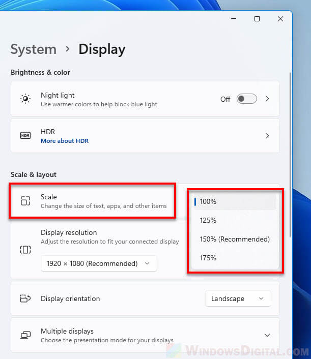 How to make everything smaller bigger Windows 11