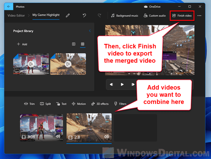 How to merge combine videos in Windows 11