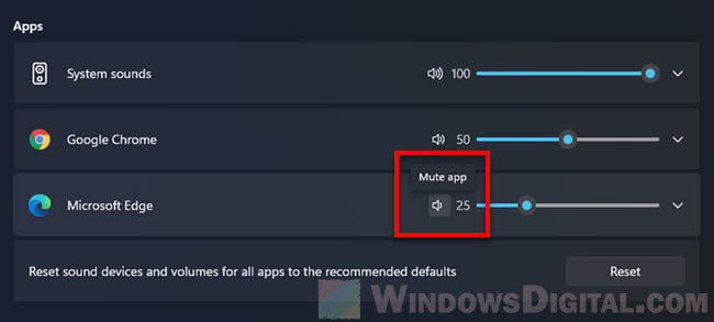 How to mute an app on Windows 11