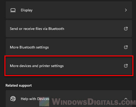 How to open Devices and Printer settings in Windows 11