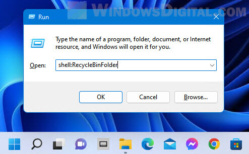 How to open Recycle Bin without icon Windows 11