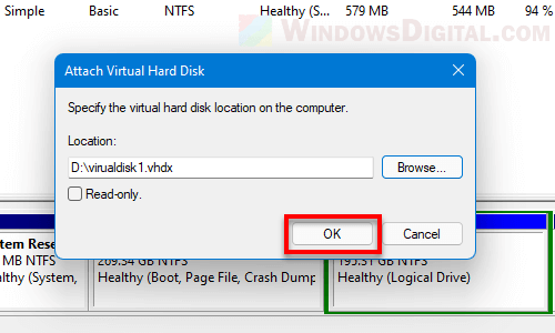 How to open VHDX VHD file Windows 11