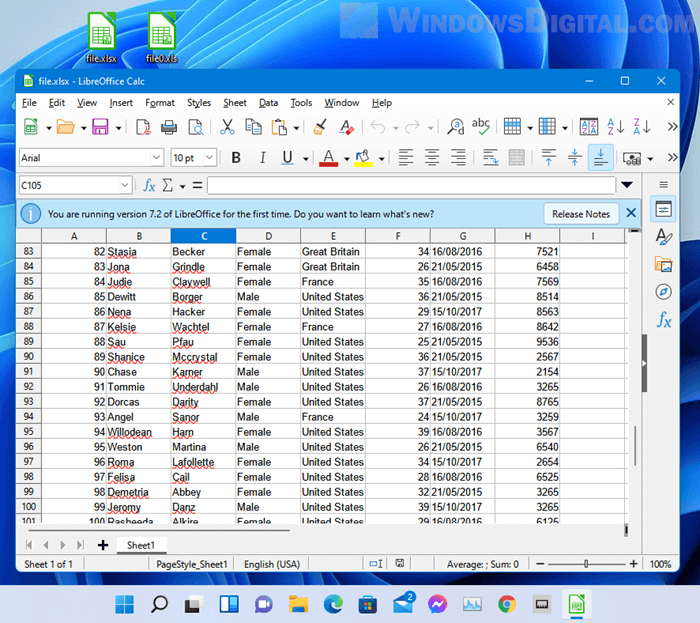 How to open XLSX or XLS file in Windows 11