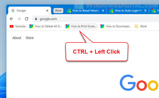 How to open bookmarks in new tab on Chrome