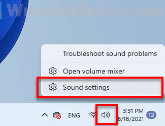How to open sound settings in Windows 11