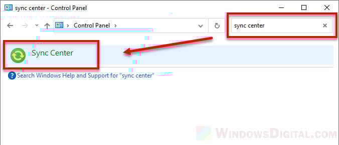 How to open sync center in Windows 10