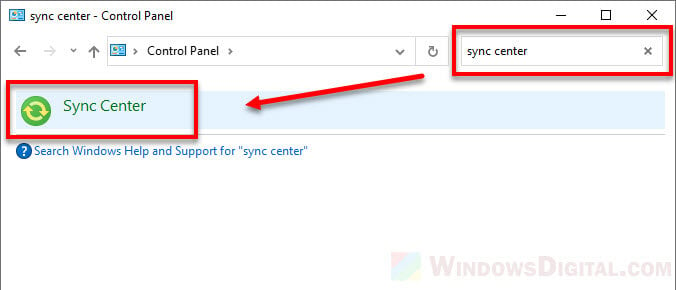 How to open sync center in Windows 10