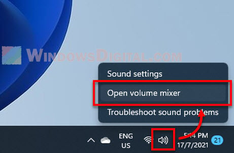 How to open volume mixer Windows 11