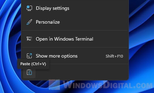 How to paste after copied in Windows 11