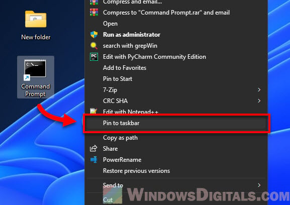 How to pin CMD with Administrator to taskbar in Windows 11